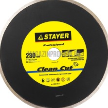 STAYER "PROFESSIONAL 25,4х230мм. Круг отрезной алмазный STAYER "PROFESSIONAL", сплошной, влажная резка, для электроплиткореза, 25,4х230мм,